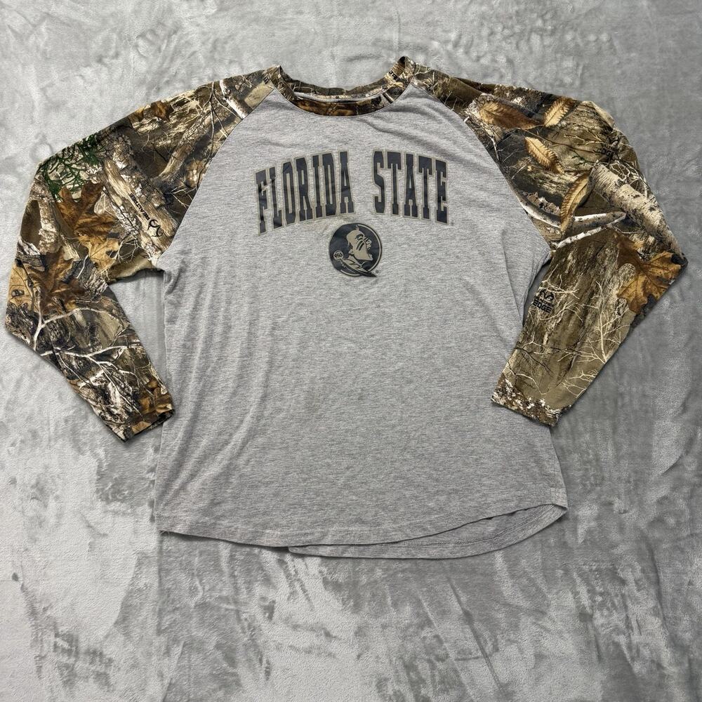 Florida State Seminoles Colosseum Men’s Camo Long Sleeve Shirt Size XXL Stains